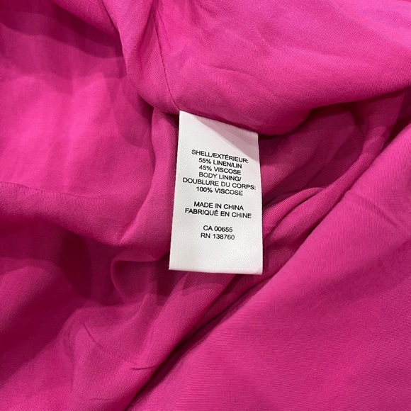 Short Puffy-Sleeve Square-Neck Linen Dress | Pink / Rose Violet | Size 14 | NWOT - Picture 13 of 14
